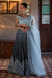 Designer Velvet Blue Lehenga
