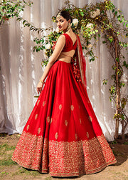 Designer Wedding Lehenga Choli in Red Color 2022
