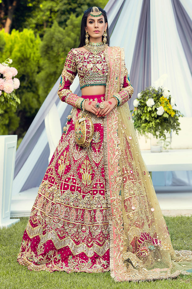 Designer Wedding  Lehnga Choli in Shoking Pink Color