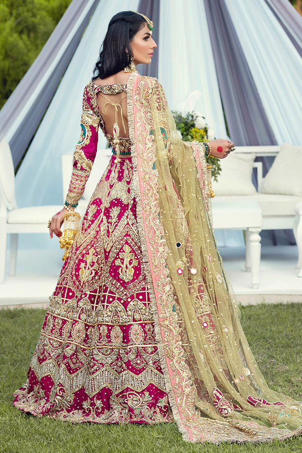 Designer Wedding  Lehnga Choli in Shoking Pink Color Backside Look