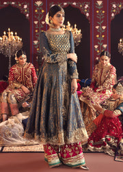 Designer Wedding Party Frock in Blue Color