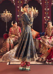 Designer Wedding Party Frock in Blue Color Side Look