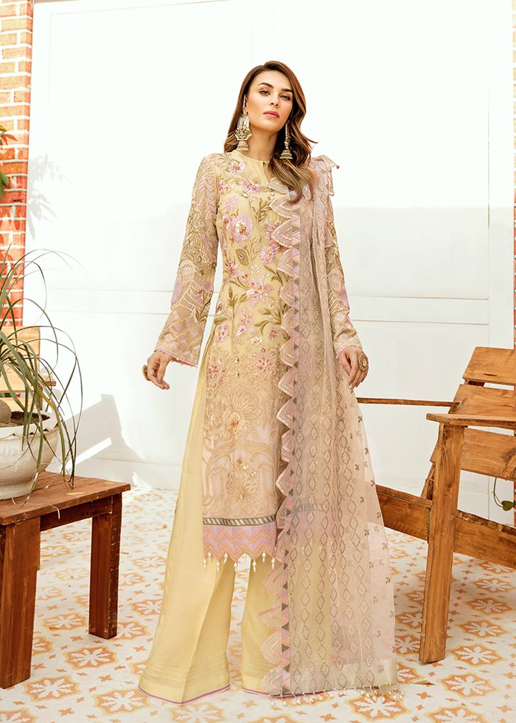 Designer Wedding Party Outfit in Lemon Color