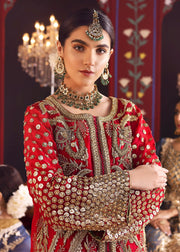 Designer Wedding Party Outfit in Red Color Close Up