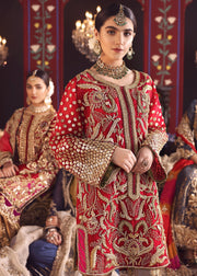 Designer Wedding Party Outfit in Red Color 
