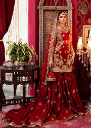 Designer Wedding Red Sharara Dress for Bride