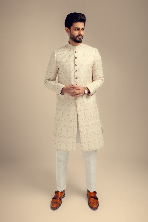 Designer White Sherwani for Groom Wedding Wear 