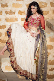Designer White and Red Lehenga Choli for Wedding #BN1259
