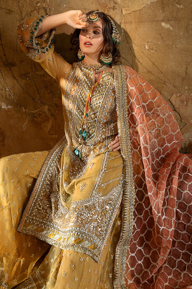 Designer Yellow Kameez Lehenga Pakistani Mehndi Dresses 2023