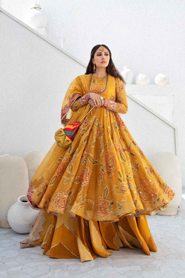 Designer Yellow Pishwas Dress for Indian Wedding Wear