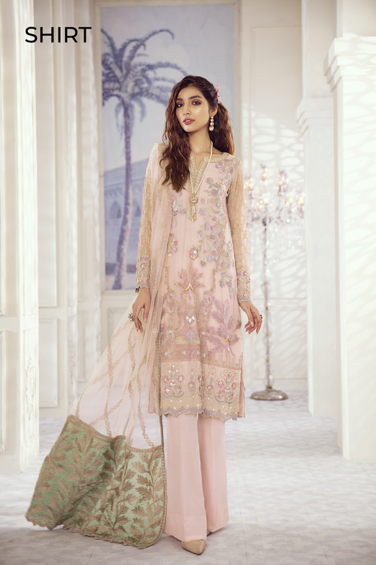 Designer Chiffon Eid Outfit in Pink Color