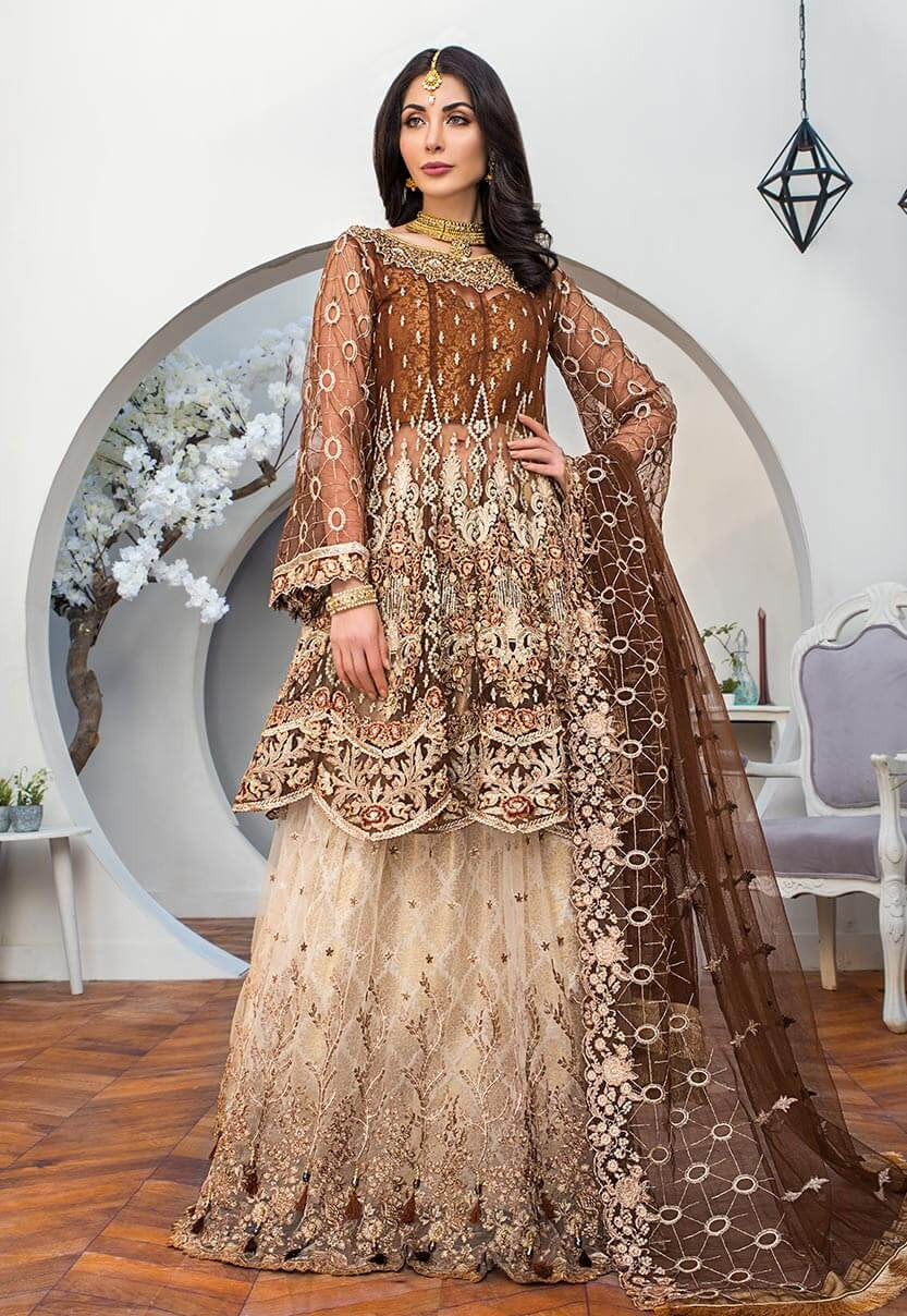 Designer Chiffon Party Frock with Embroidery 