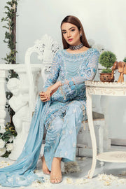 Embroidered Chiffon Suit in Cream Color #J6117