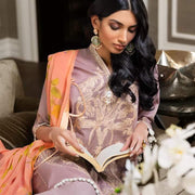 Designer Lawn Outfit in Cement Pink Color Close Up