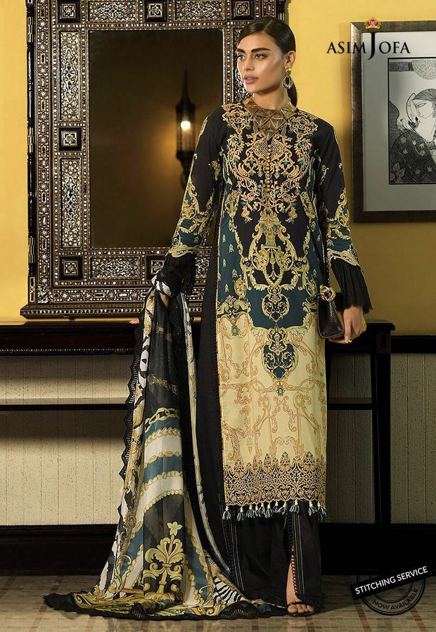 Designer Lawn Suit in Black Color