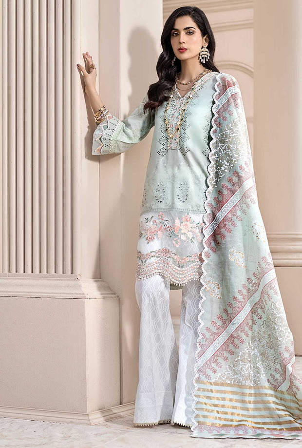 Buy Designer Lawn Suit with Embroidery Online Nameera by Farooq