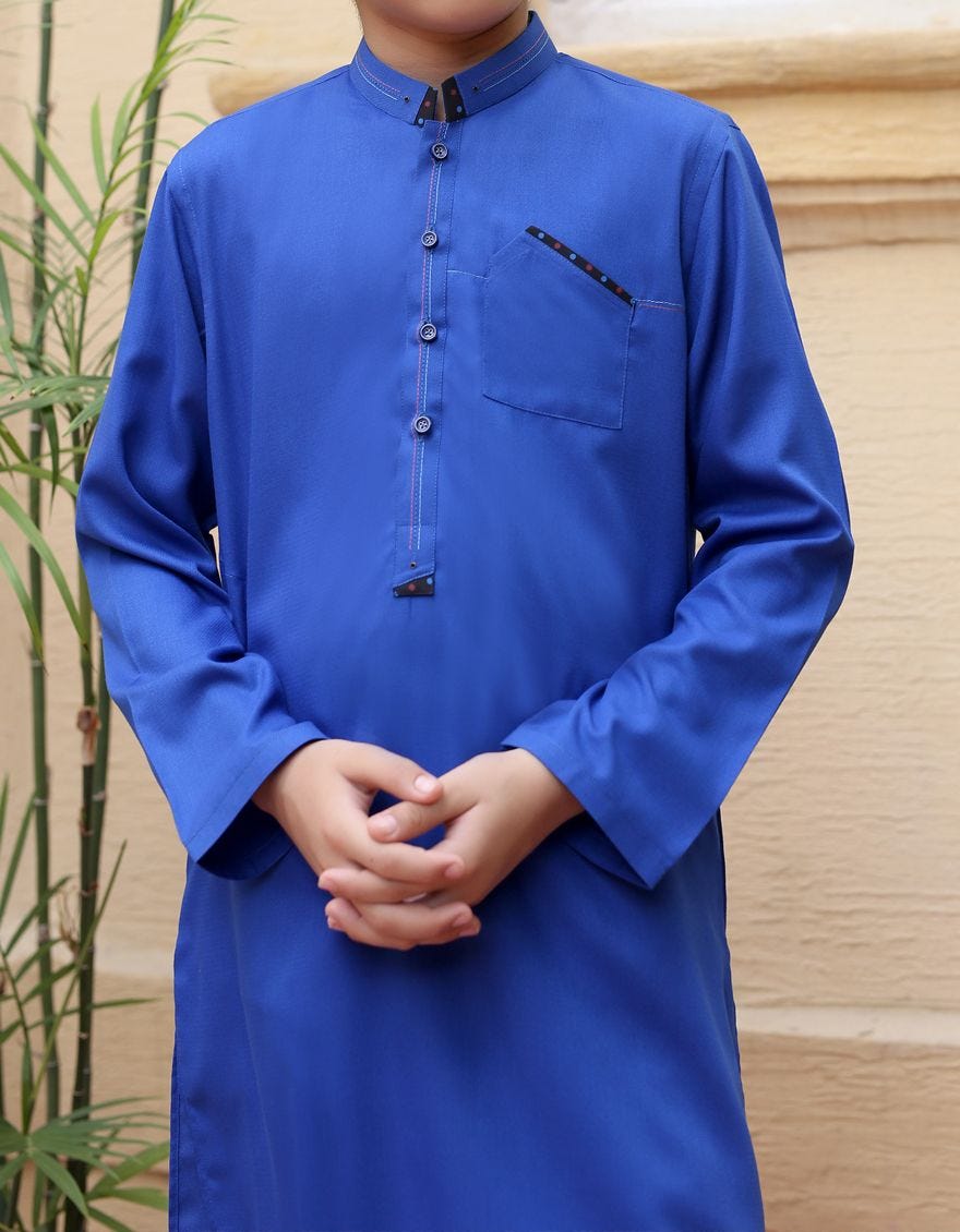 Beautiful designer boys kurta in lavish blue color # K2303