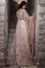 Beautifull designer bridal gown embroidered in Peach color # B3326