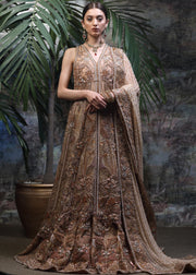 Latest designer bridal lehnga dress in rose gold color for wedding