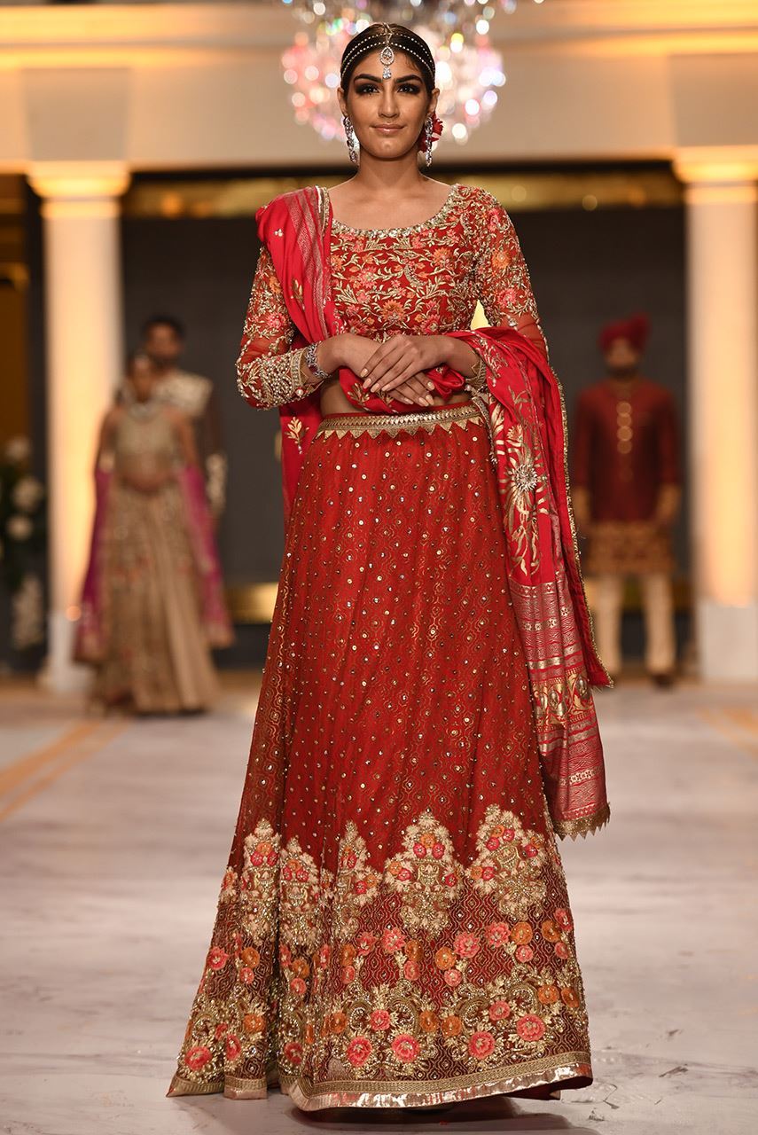 Beautiful embroidered designer bridal outfit in lavish red color