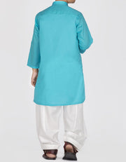 Pakistani designer kids kurta in lavish turquoise color # K2304