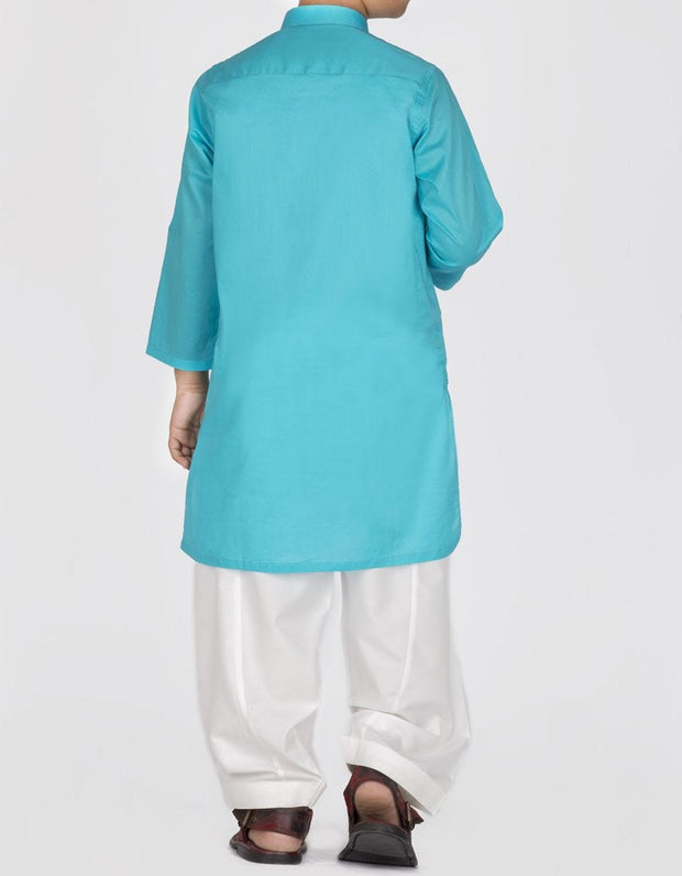 Pakistani designer kids kurta in lavish turquoise color # K2304