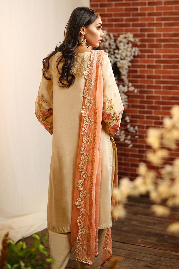 Designer lawn dress in skin color with thread embroidery # P2264