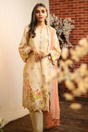 Designer lawn dress in skin color with thread embroidery 