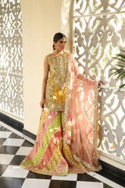 Beautiful embroidered designer mehendi outfit in yellow color # B3445