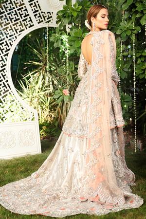 Latest bridal designer waleema dress in lavish rose gold color # B3437