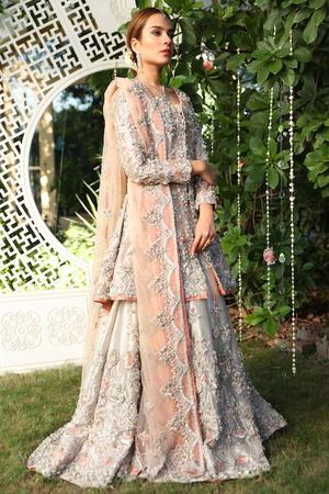 Latest bridal designer waleema dress in lavish rose gold color # B3437