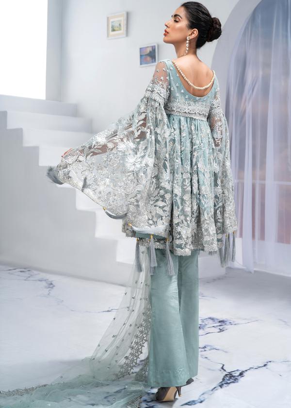 Designer embroidered net outfit 2020