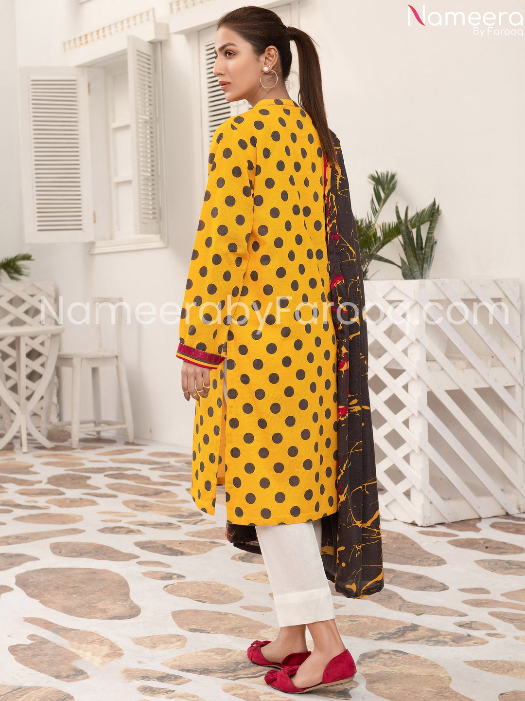 Designer yellow printed suit 2021