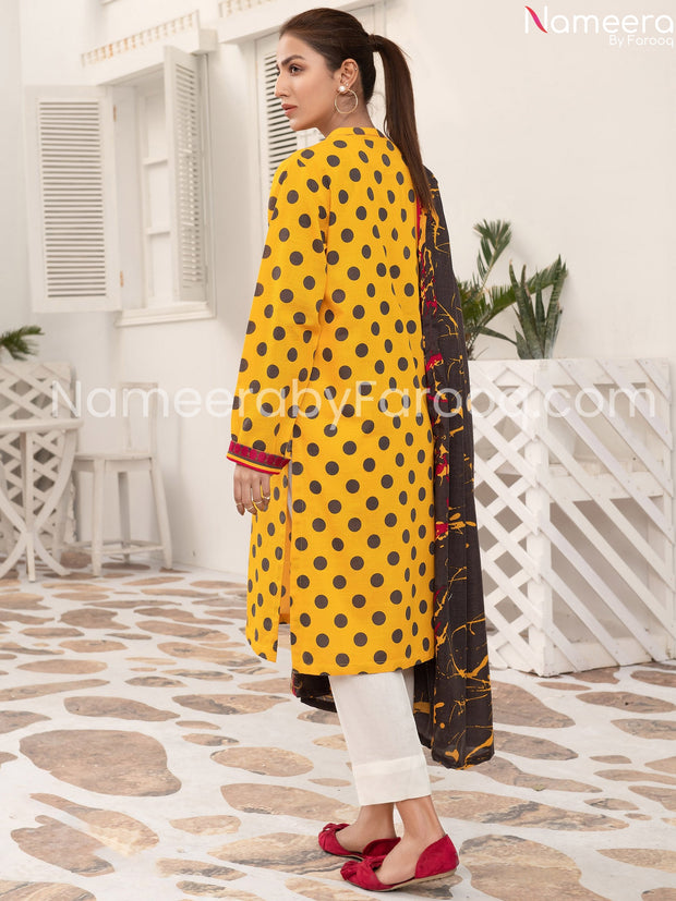 Designer yellow printed suit 2021