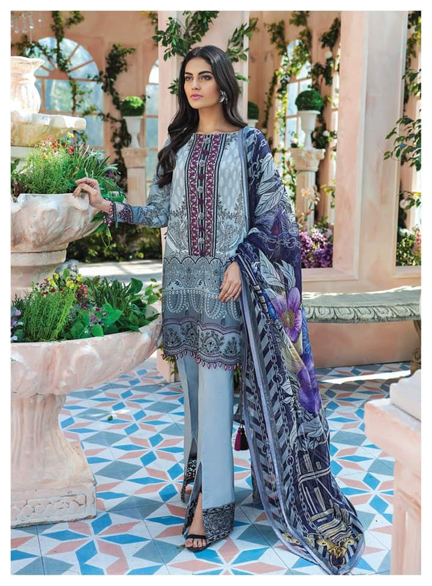 Digital Printed Lawn Suit in Grey Color Overall Look