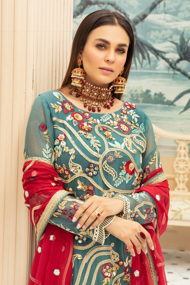 Dull Emerald Green party wear