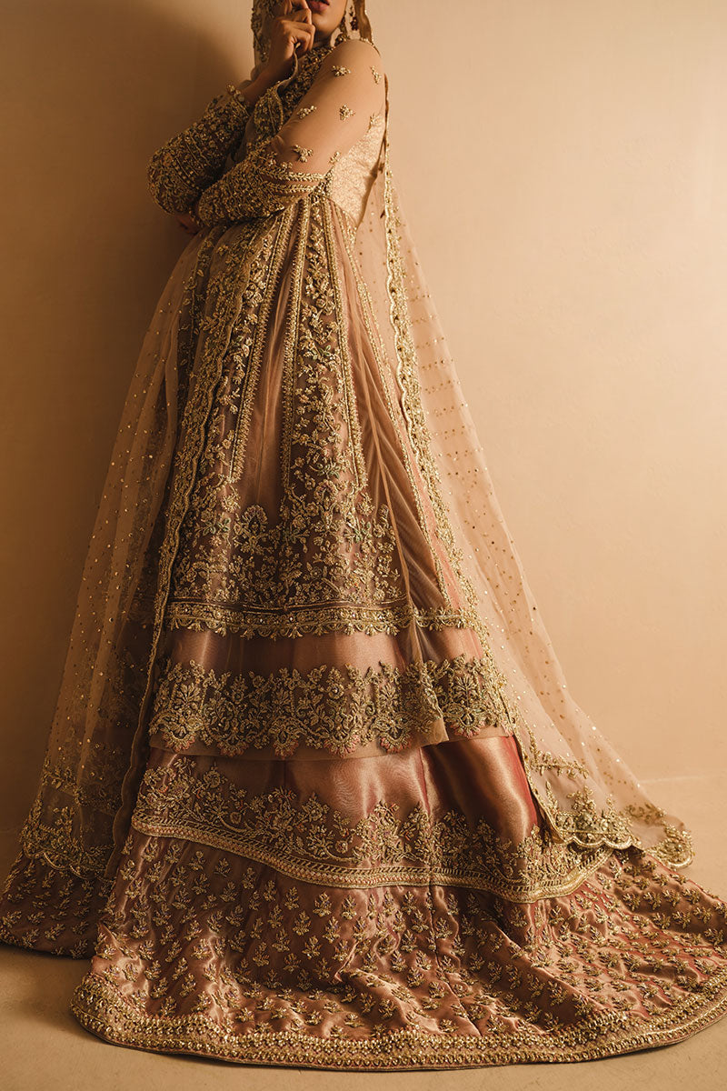 Dusty Pink Net Pishwas Lehenga 