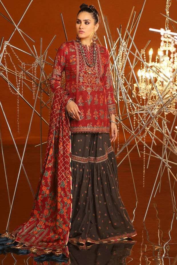 Eid Gharara Suit in Maroon Color