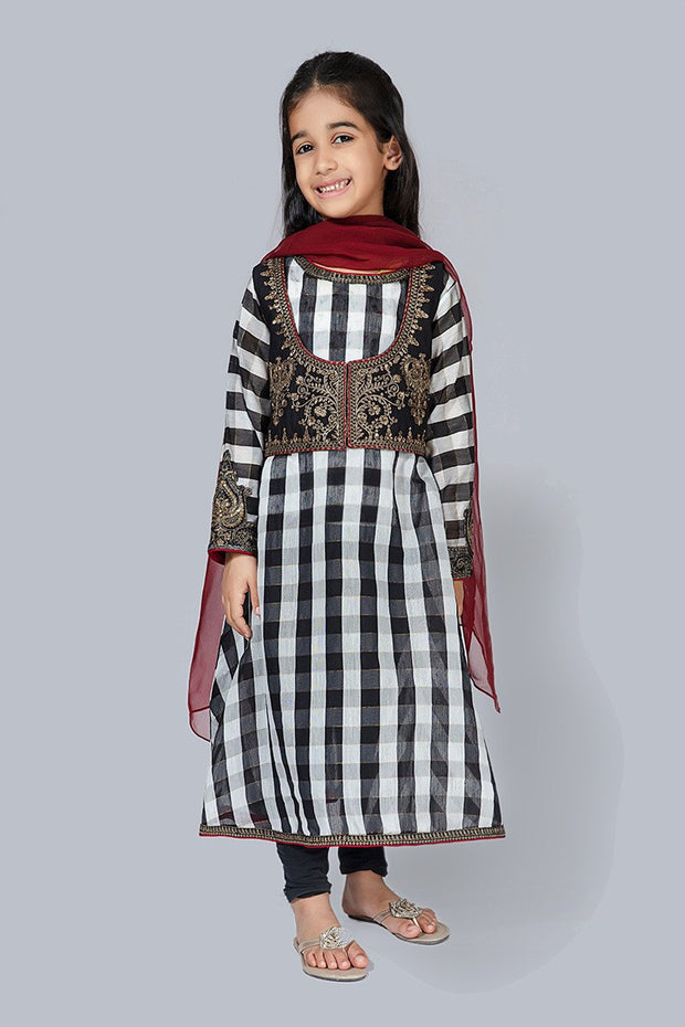 Eid Outfit for Kids in Check Print #N9017