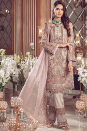 Pakistani Chiffon embroidered eid formal dress in foxy silver color # P2495