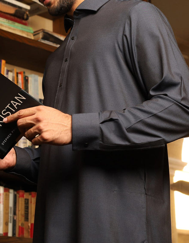 Eid Shalwar Kameez 2020 in Black Color Nameera by Farooq