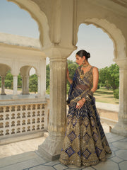 Elegant Blue Lehenga Choli Dupatta Pakistani Wedding Dress
