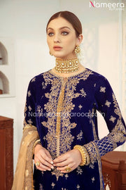 Elegant Blue Maxi Dress Pakistani Wedding Wear 2021
