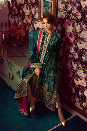 Elegant Blue Velvet Pakistani Kameez Salwar 