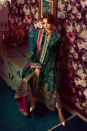 Elegant Blue Velvet Pakistani Kameez Salwar 