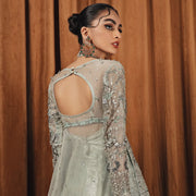 Elegant Bridal Lehenga with Front Open Kameez and Dupatta Dress