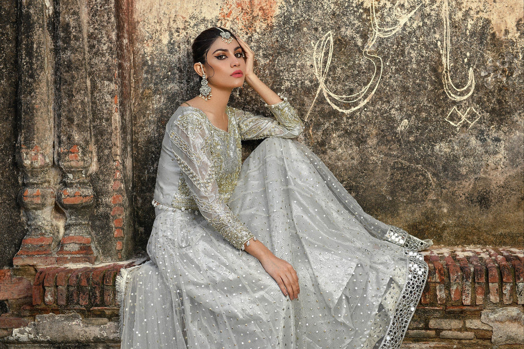 Elegant Bridal Lehenga with Front Open Long Frock Dress