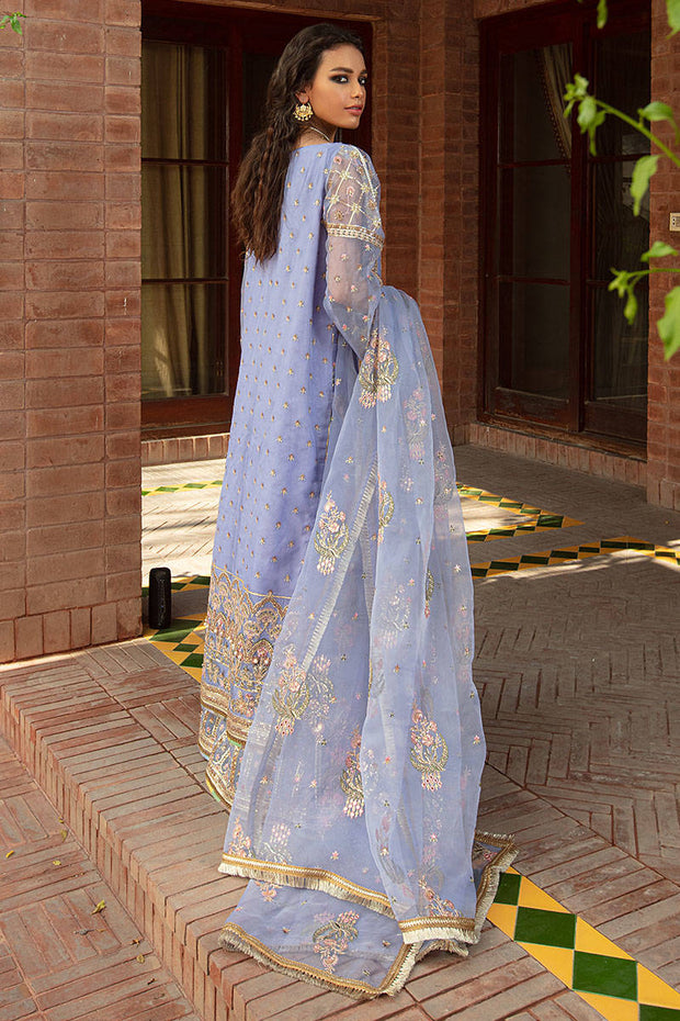 Elegant Cerulean Organza Sharara Kameez Pakistani Eid Dress