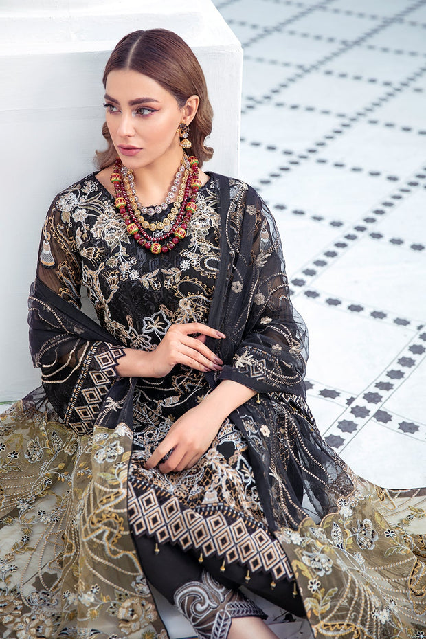 Elegant Chiffon Dress Pakistani in Black Color Latest