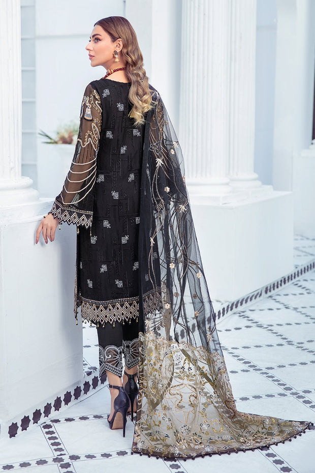 Elegant Chiffon Dress Pakistani in Black Color Online